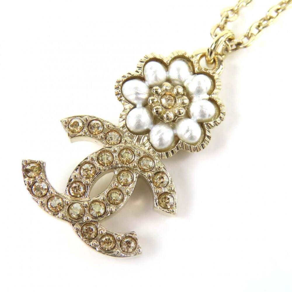 CHANEL Gold Pearl Logo Necklace - Picture 1 of 8